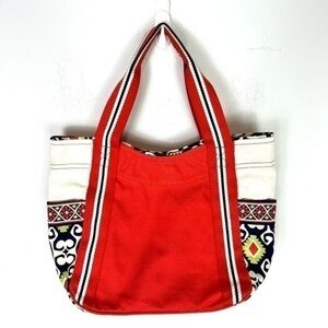 Vera Bradley Small Red Colorblock Tote in Sun Valley Perfect for the Beach